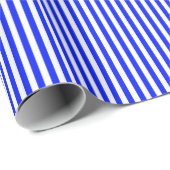 Helderblauw en witte strepen cadeaupapier (Rol Hoek)