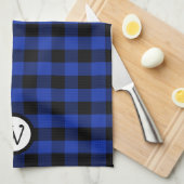 Helderblauw en zwart Buffel gespeeld met Monogram Theedoek (Quarter Fold)