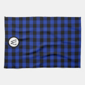 Helderblauw en zwart Buffel gespeeld met Monogram Theedoek (Horizontaal)