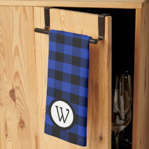 Helderblauw en zwart Buffel gespeeld met Monogram Theedoek