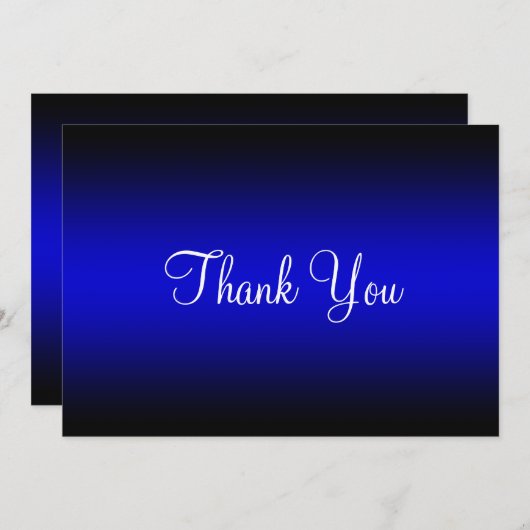 Helderblauw en zwart-Edge-verloop Bedankkaart (Voorkant / Achterkant)