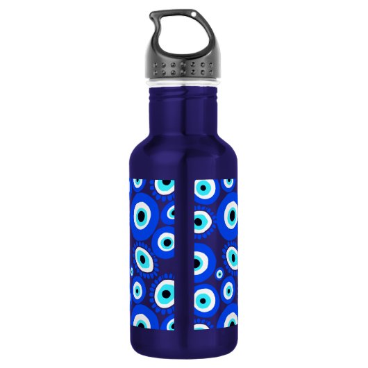 Helderblauw Evil Eyes Patroon Waterfles (Achterkant)