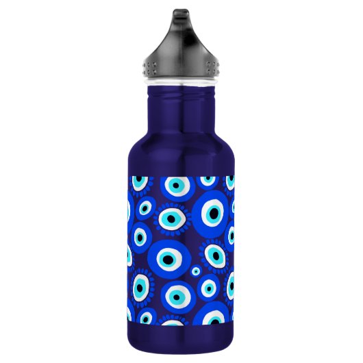 Helderblauw Evil Eyes Patroon Waterfles (Rechts)