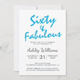 Helderblauw Forty Fabulous 60e verjaardag Kaart