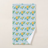 Helderblauw geel bloemenpatroon bad handdoek (Handdoek)