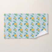 Helderblauw geel bloemenpatroon bad handdoek (Handdoek)