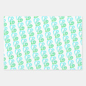 Helderblauw gekoppeld hartpatroon inpakpapier vel (Voorkant 3)