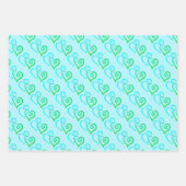 Helderblauw gekoppeld hartpatroon inpakpapier vel (Voorkant 2)