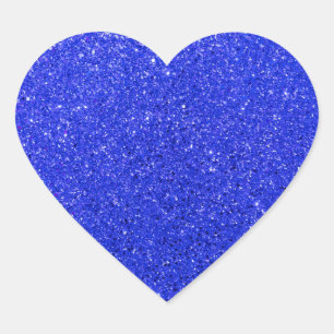 Helderblauw glitter hart sticker