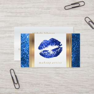 Helderblauw glitter Lips en legant Gold 2 Visitekaartje