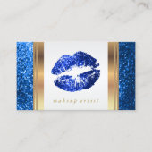 Helderblauw glitter Lips en legant Gold 2 Visitekaartje (Voorkant)
