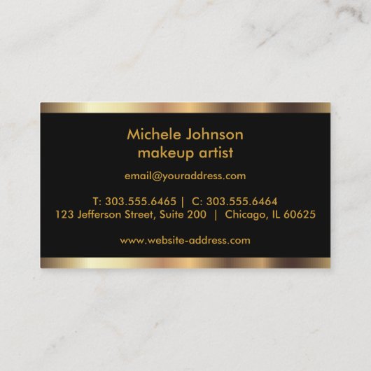 Helderblauw glitter Lips en legant Gold Visitekaartje (Achterkant)