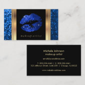 Helderblauw glitter Lips en legant Gold Visitekaartje (Voorkant / Achterkant)