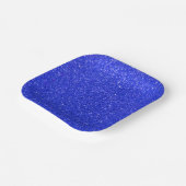 Helderblauw glitter papieren bordje (Gebogen)