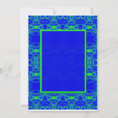 Helderblauw groen patroonhuwelijk kaart (Achterkant)