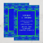 Helderblauw groen patroonhuwelijk kaart (Voorkant / Achterkant)
