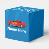 Helderblauw met rode sportauto's Kinder jongens Bedankdoosjes (Achterkant)