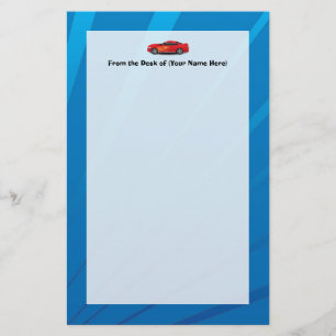 Helderblauw met rode sportauto's Kinder jongens Briefpapier