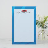 Helderblauw met rode sportauto's Kinder jongens Briefpapier (Staand voorkant)