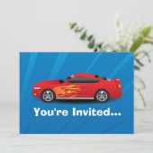 Helderblauw met rode sportauto's Kinder jongens Kaart (Staand voorkant)