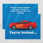 Helderblauw met rode sportauto's Kinder jongens Kaart (Voorkant / Achterkant)