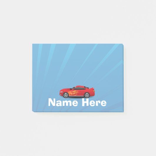 Helderblauw met rode sportauto's Kinder jongens Post-it® Notes (Voorkant)