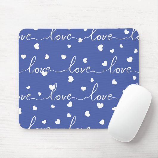 HELDERBLAUW MET WIT SCRIPT LIEFDE MUISMAT (Met muis)