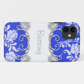 Helderblauw met witte rozen gepersonaliseerd Case-Mate iPhone case (Achterkant (horizontaal))