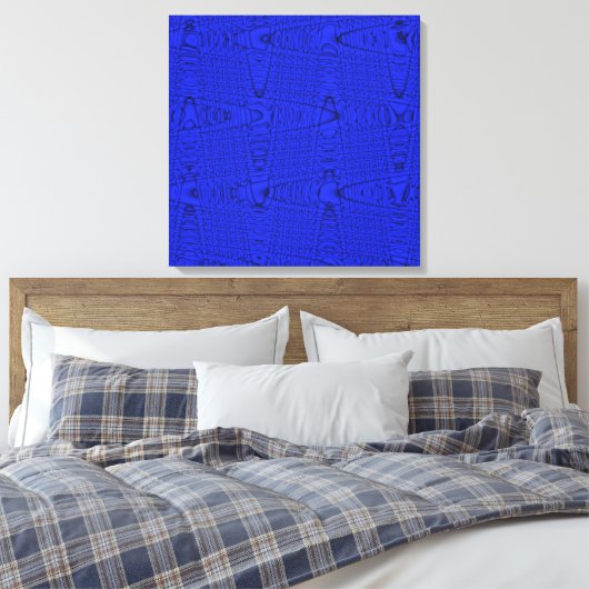 Helderblauw modern Abstract golflengte Canvas Afdruk (Insitu (Slaapkamer))