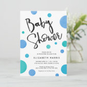 Helderblauw, modern Baby shower Kaart (Staand voorkant)