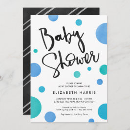 Helderblauw, modern Baby shower Kaart