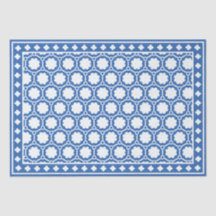 Helderblauw modern beenintarsia decoupagepapier
