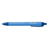 Helderblauw monogram naamscript zwarte inkt pen (Bodem)