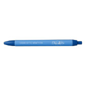 Helderblauw monogram naamscript zwarte inkt pen (Voorkant)