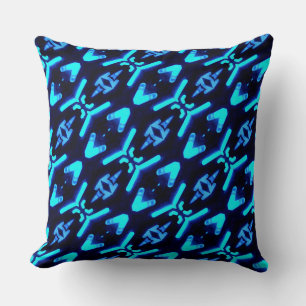 Helderblauw Neon Diagonaal Patroonpatroon Sierkuss Kussen