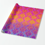 Helderblauw Oranje Paars Fuchsia Quatrefoil met ee Cadeaupapier<br><div class="desc">Verpakkingspapier</div>