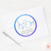Helderblauw Paars glitter-Lijst Baby shower Ronde Sticker (Envelop)