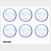 Helderblauw Paars glitter-Lijst Baby shower Ronde Sticker (Vel)