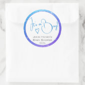 Helderblauw Paars glitter-Lijst Baby shower Ronde Sticker (Tas)