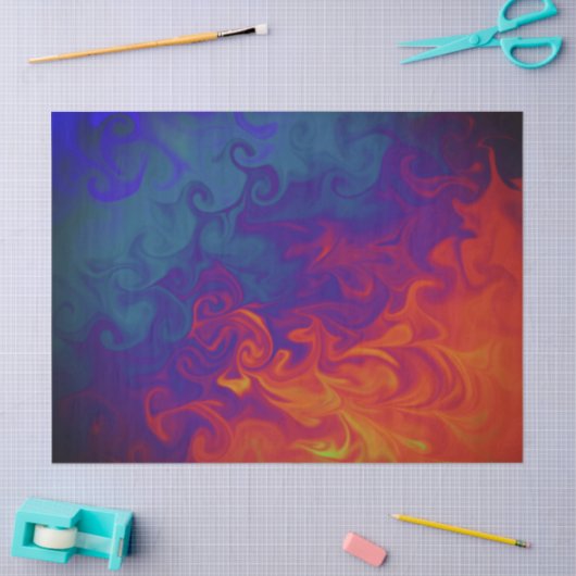 Helderblauw Paars Oranje zwijn Abstract  Tissuepapier (Craft)