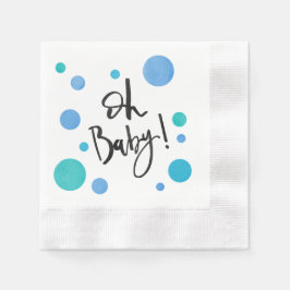 Helderblauw Polka Dot Baby shower servetten