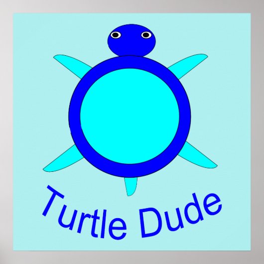 Helderblauw Poster met schildpadden (Voorkant)