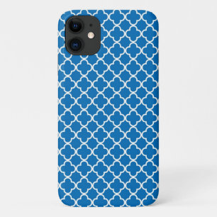 Helderblauw Quatrefoil-patroon iPhone 11 Hoesje