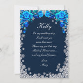 Helderblauw Roos sneeuwvlok Kerstmeisje van Eer Kaart (Voorkant)