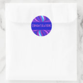 helderblauw roze Gefeliciteerd Ronde Sticker (Tas)