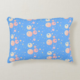 Helderblauw roze stippen patroon accent kussen