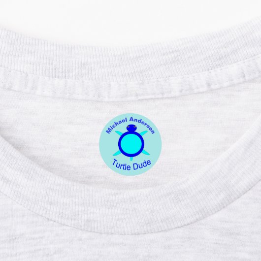 Helderblauw schildpad aangepaste Kinder kleding Labels (Aangebracht)