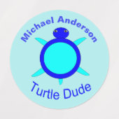 Helderblauw schildpad aangepaste Kinder kleding Labels (Design 1)