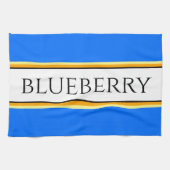 Helderblauw Sinaasappel witte strepen "BLUEBERRY"  Theedoek (Horizontaal)