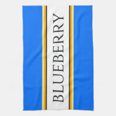 Helderblauw Sinaasappel witte strepen "BLUEBERRY"  Theedoek (Verticaal)